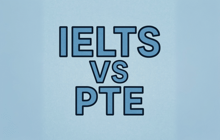 IELTS vs PTE infographic comparing pros and cons for test takers – AtomDekNurse