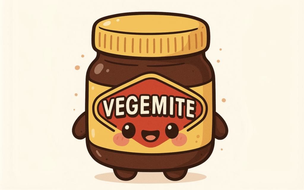 ภาพการ์ตูนขวด Vegemite สไตล์ชิบิน่ารัก เหมาะสำหรับประกอบบทความสายสุขภาพบน AtomDekNurse