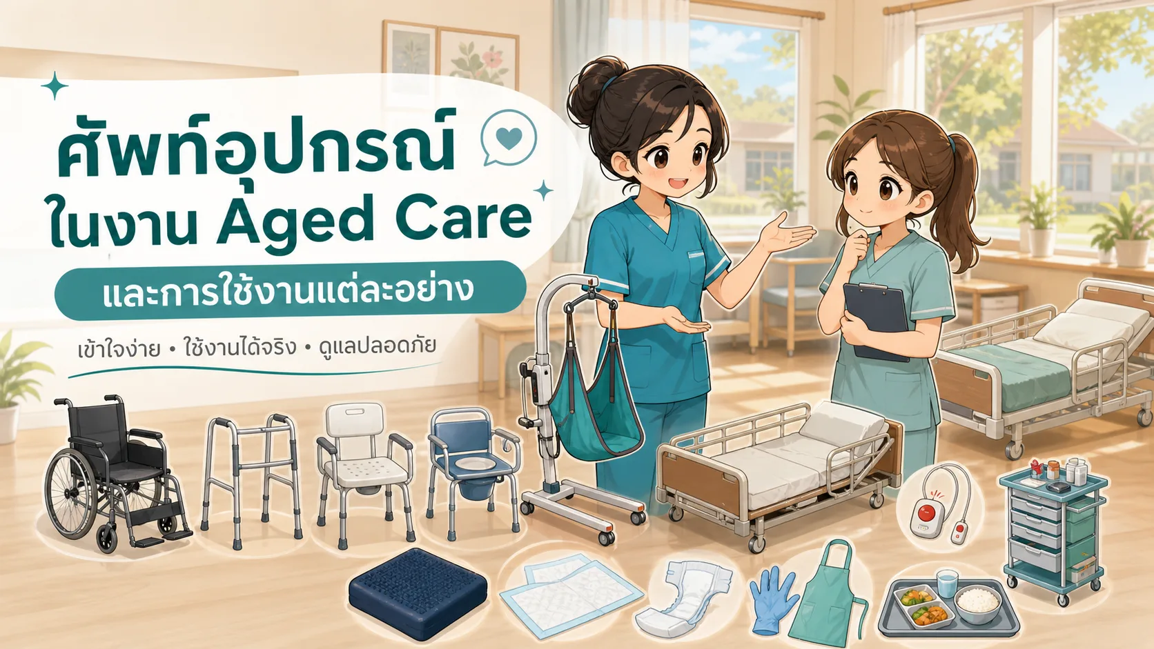 อุปกรณ์ใน Aged Care เรียกว่าอะไร? ศัพท์อังกฤษและหน้าที่ที่ควรรู้ก่อนลงงานจริง
